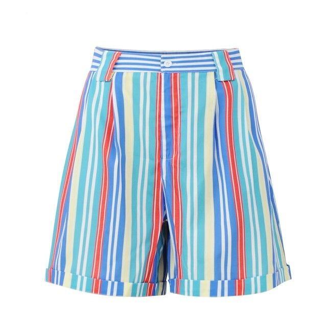 Colourful Rainbow Striped Loose Shorts | Rainbow Clothing