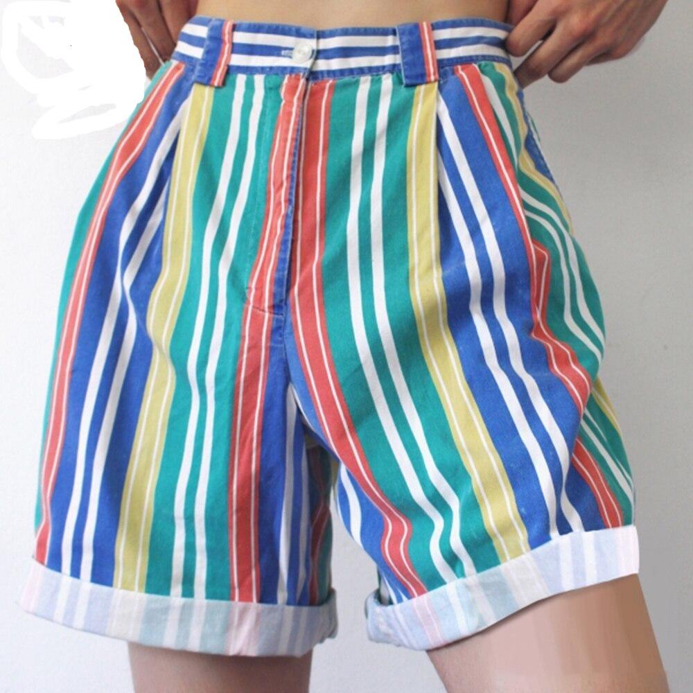 Colourful Rainbow Striped Loose Shorts | Rainbow Clothing