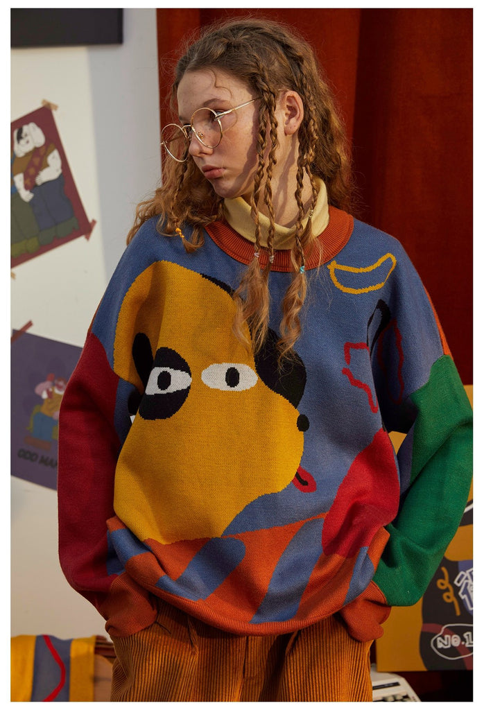 Vinateg Aesthetic colourful arthoe Doggy Sweater