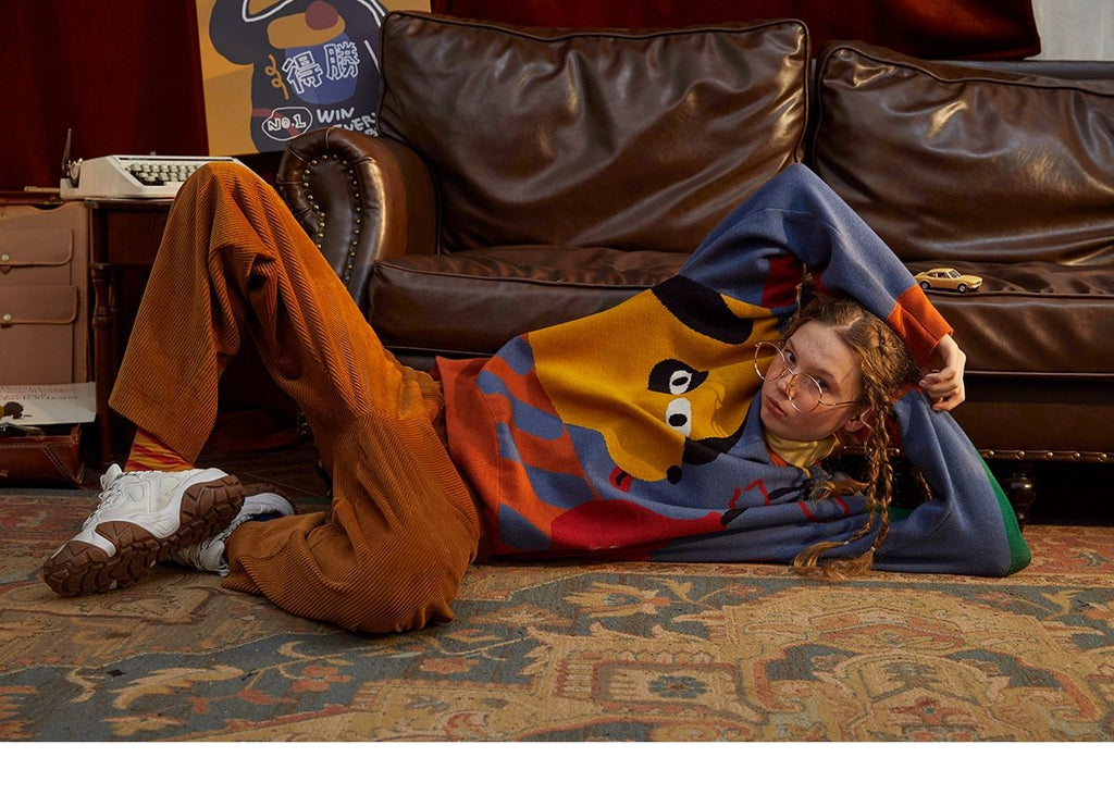 Vinateg Aesthetic fashion colourful arthoe Doggy Sweater