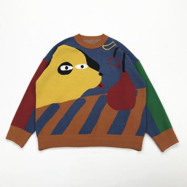 Vinateg Aesthetic fashion colourful arthoe Doggy Sweater