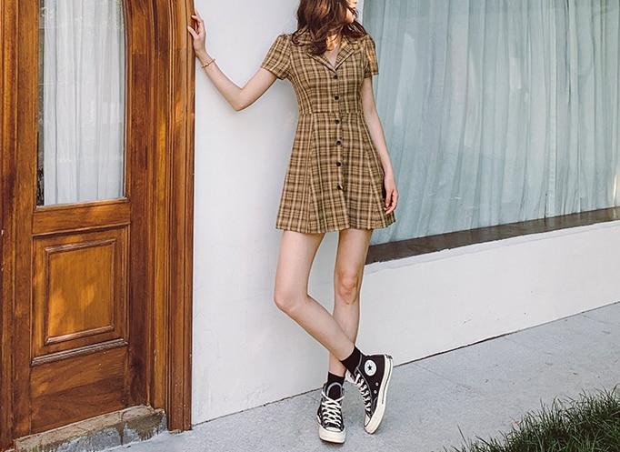 Vintage Plaid Dress | Grunge Aesthetic Outfits