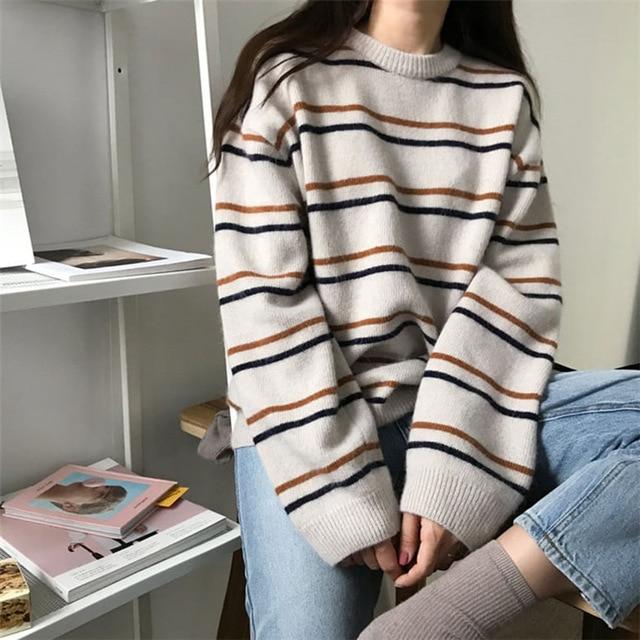 New Student Striped Sweater | Aesthetics Soul