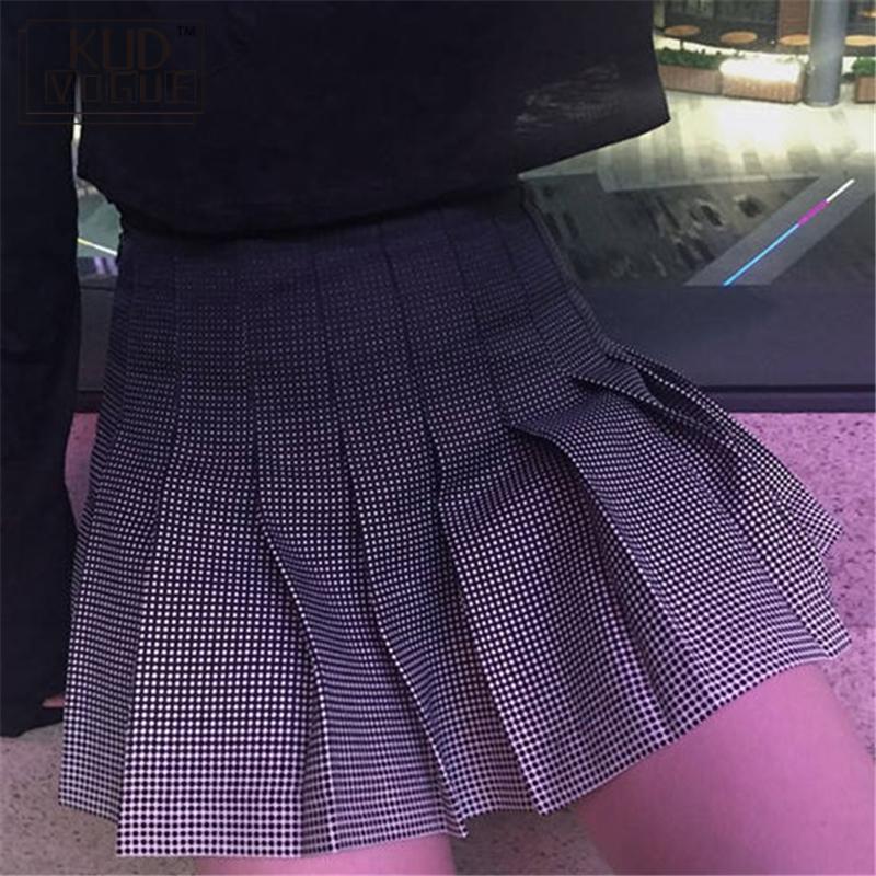 Gradient Black Dots School Skirt Grunge Clothing