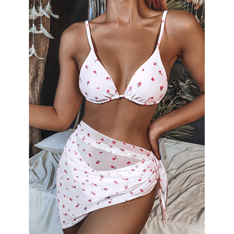 Make this summer a summer to remember with this 3 set Floral Bikini in the color white