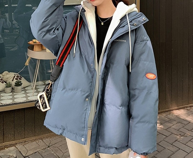 Blue Rain Protective Puffer Jacket | Aesthetic cothes store