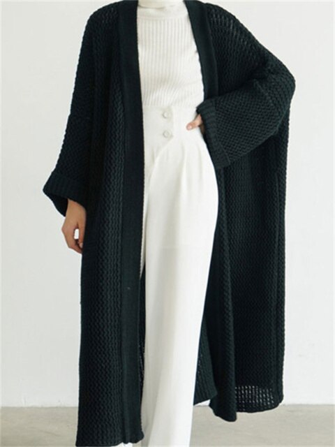 Loose Long Thick Knit Cardigan Coat