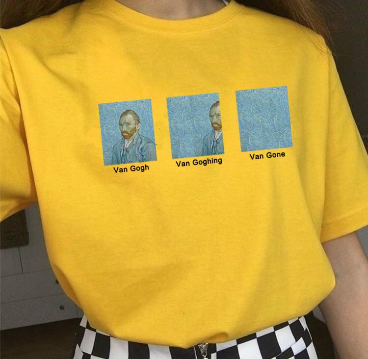 Van Gogh Van Goghing Van Gone T-Shirt humourful Wordplay funny and Aesthetics art hoe t-shirt yellow 