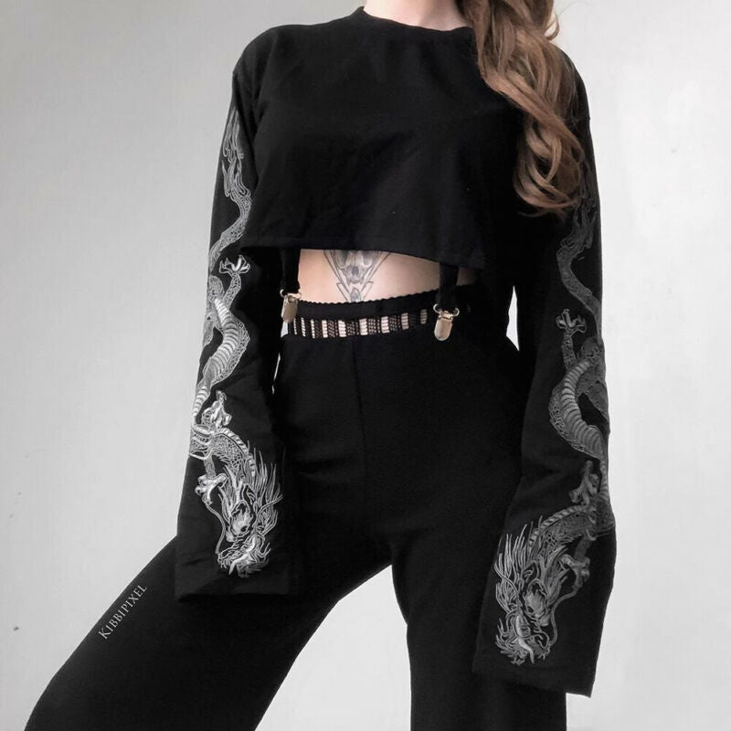 Aesthetic Clothes for Women - Dark Grunge Baby Girl Gothic Crop Top –  Aesthetics Boutique