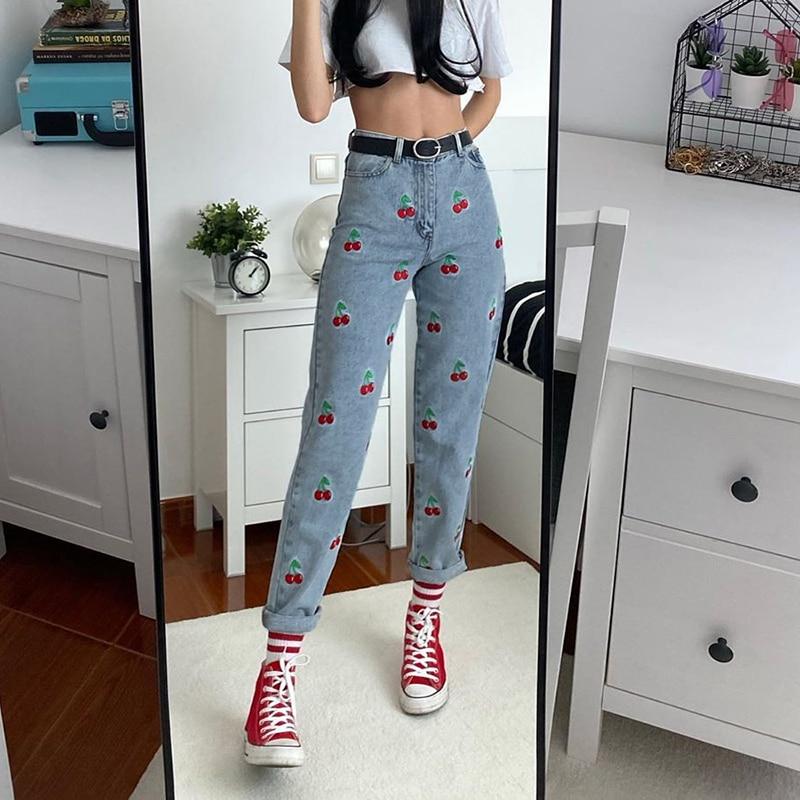 Those stylish Cherry Jeans are your way of saying that you love the cute aestehtic fashion trend. Get your pair today.