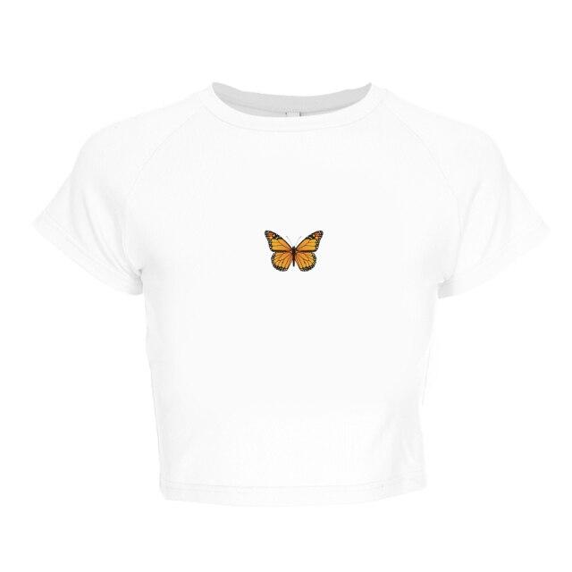 Butterfly Cropped Tee – Aesthetic Clothes Store