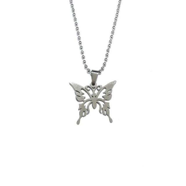 Silvery Butterfly Necklace