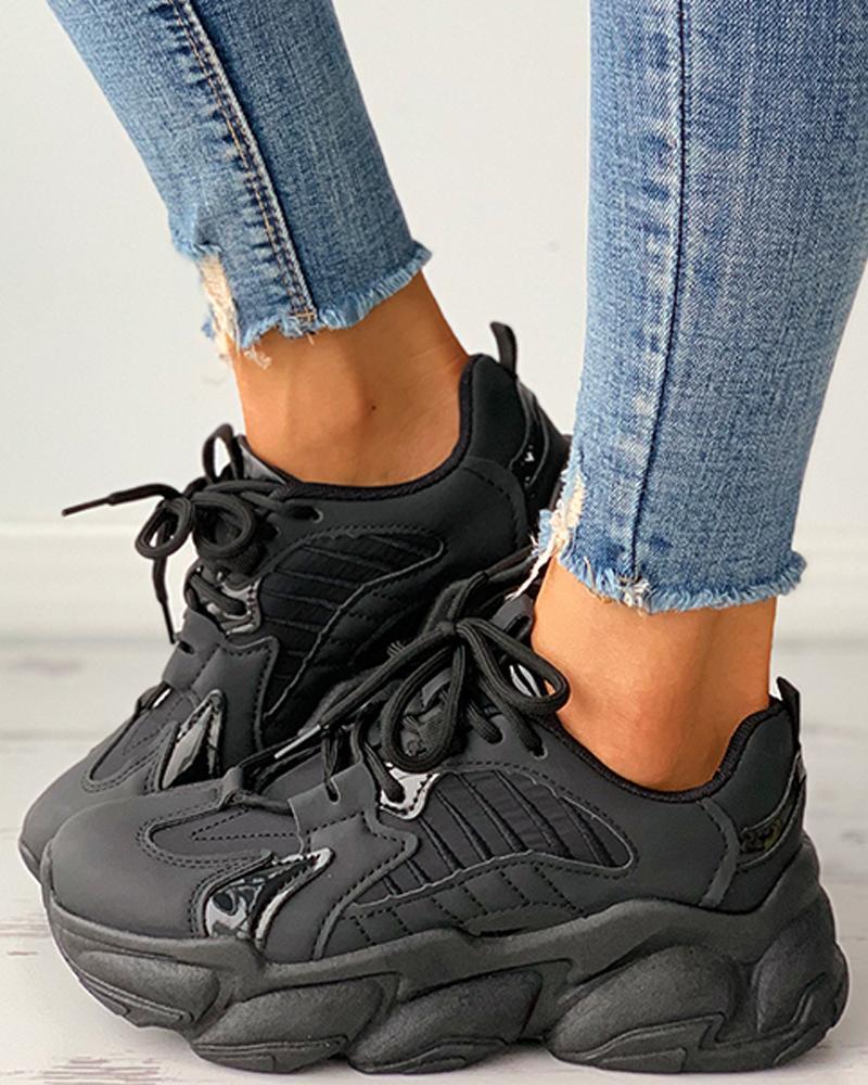 Black aesthetic Comfy Chunky Sneakers