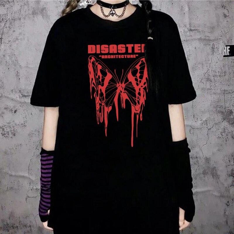 Black Grunge Unisex T-Shirt with bloody butterfly