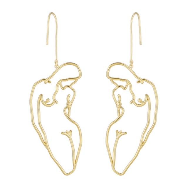 Female Body Line Art Earrings