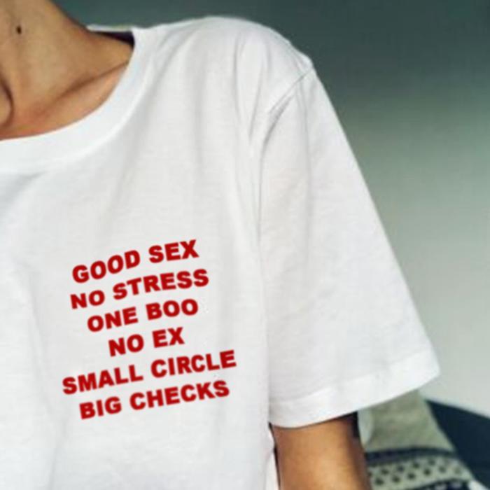 Good Sex No Stress one boo no ex small circle big checks white unisex T-Shirt