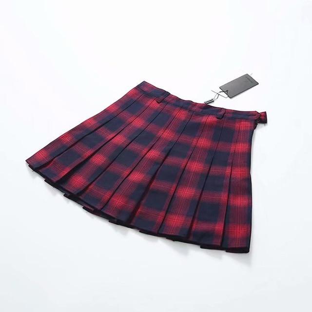 Grunge Style High Waist Mini School Skirt