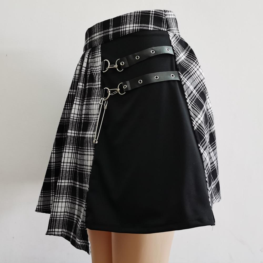 Harajuku Gothic Plaid Skirts Black