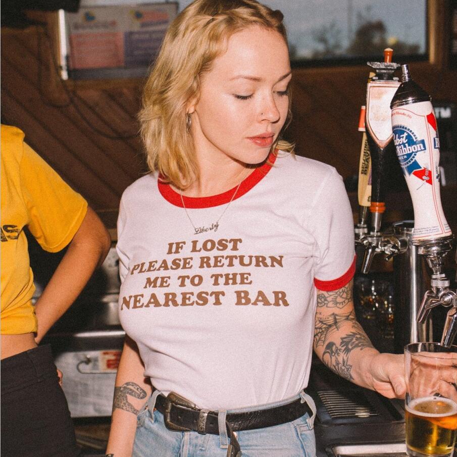 If Lost Please Return Me To The Nearest Bar Ringer Tee