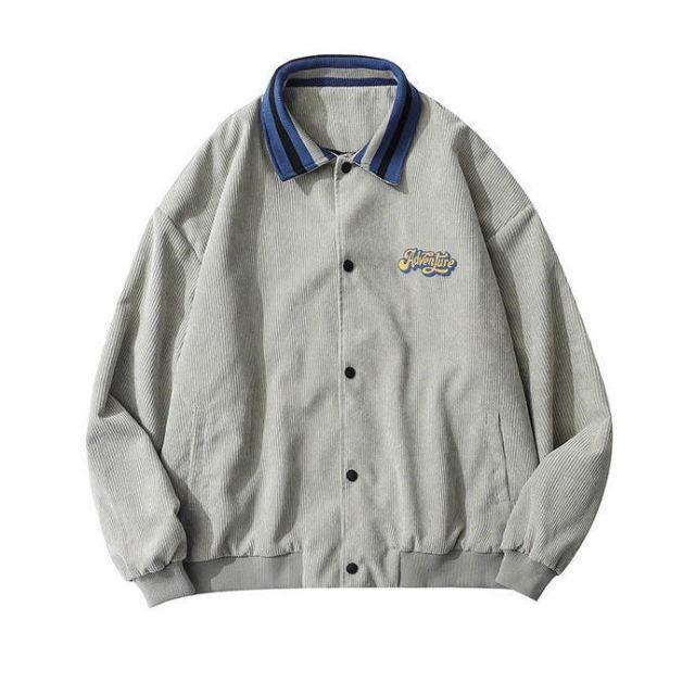 Lettering Button Up Bomber Jacket