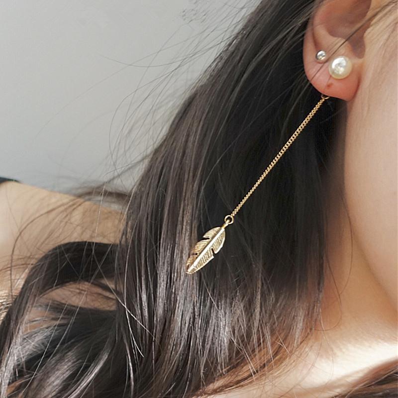 Long Leaf Pearl Beaded Very Stylish Earrings | Aesthetics Soul