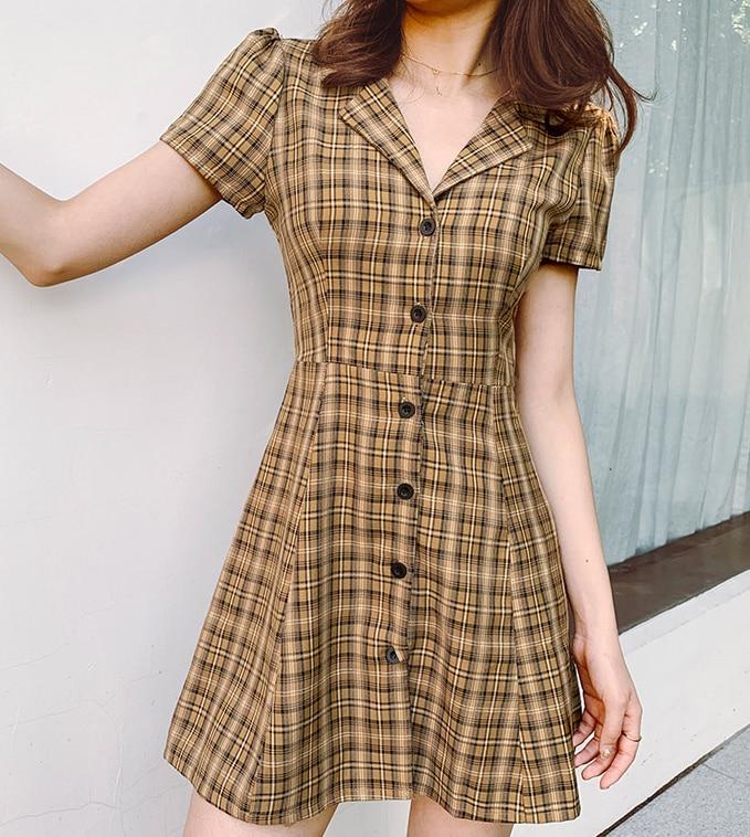 Vintage Grunge Plaid Dress | Grunge Aesthetic Outfits