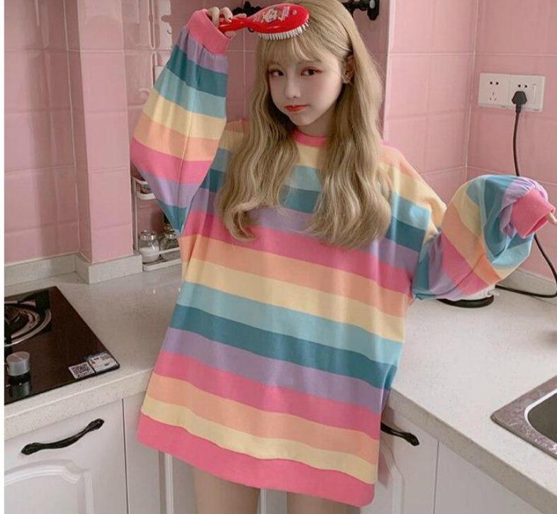 Pastel oversize Rainbow Jumper | Rainbow Clothing Kawaii fashion