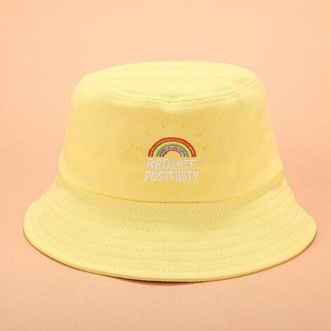 Yellow "Radiate Positivity" Rainbow Bucket Hat