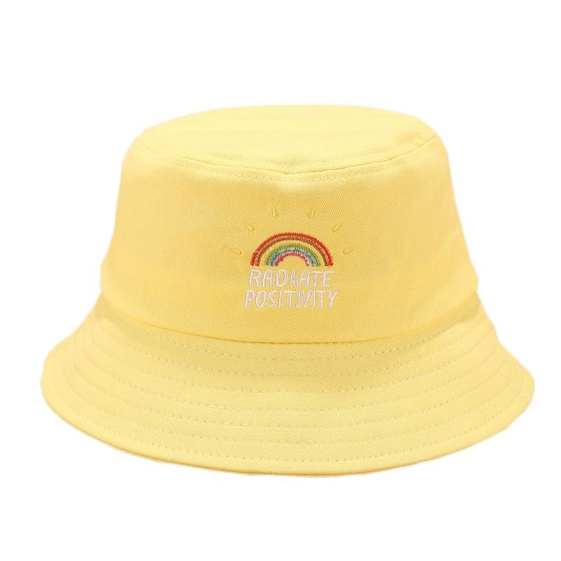 Yellow"Radiate Positivity" Rainbow Bucket Hat