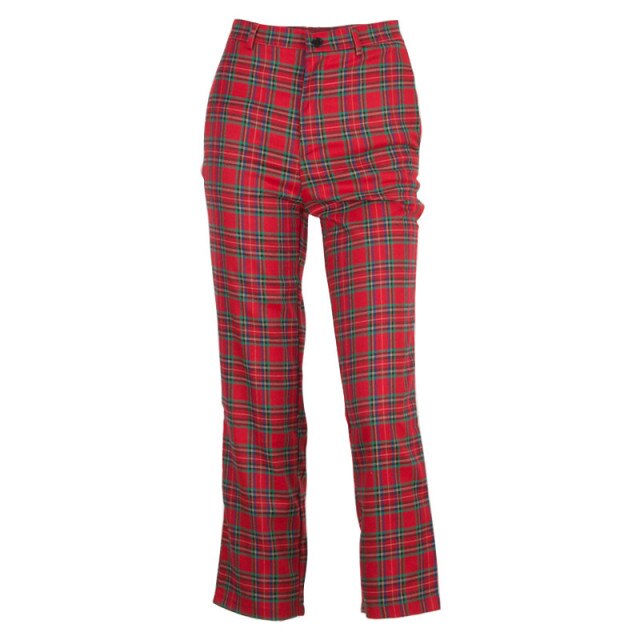 Gothic Grunge Red Plaid Pants  Grunge Outfits – Aesthetic Clothes Store