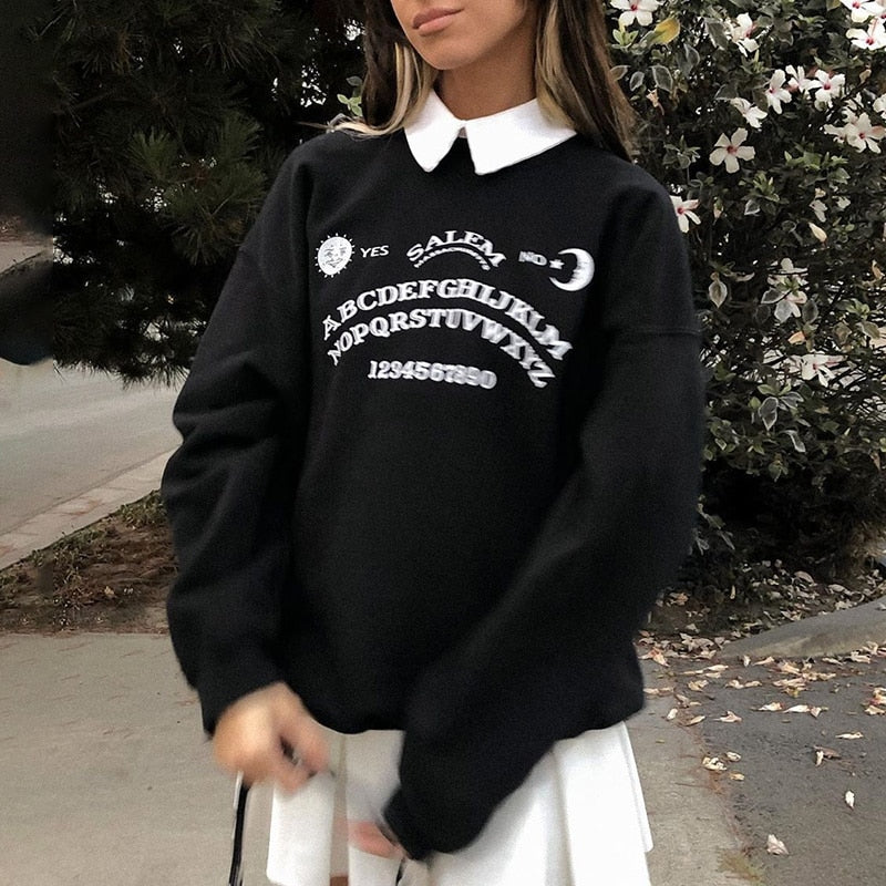 Black Grunge Alphabet Sweatshirt | Grunge Clothing Store