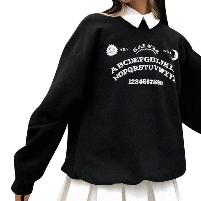 Black Grunge Alphabet Sweatshirt | Grunge Clothing Store