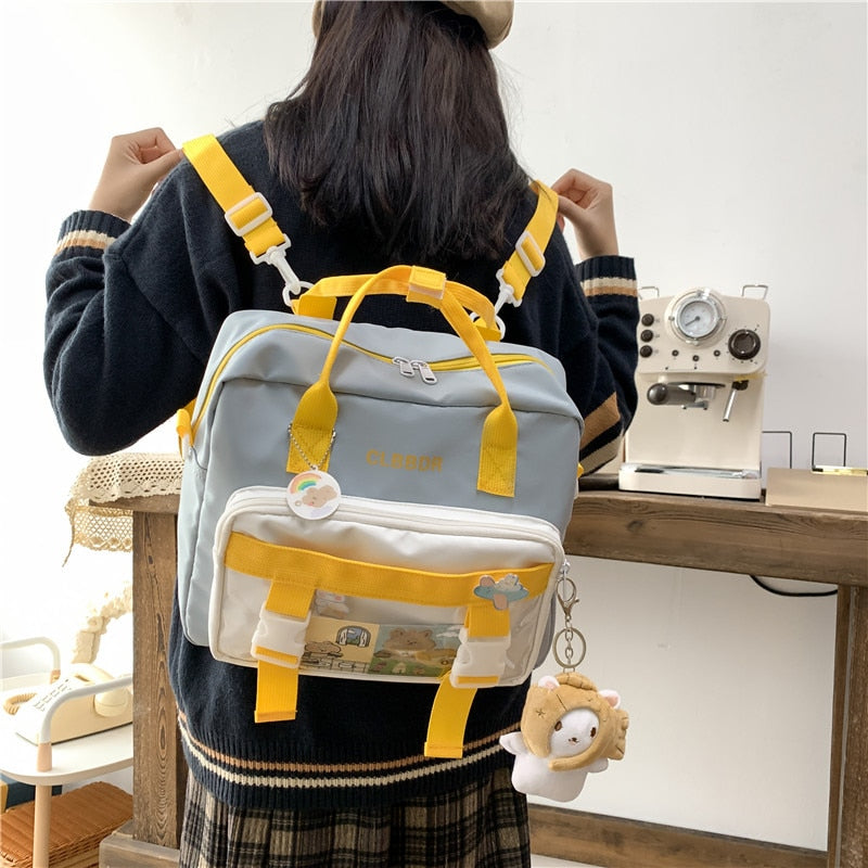 Kawaii Style Multi Pockets Cute Bear Square Backpack