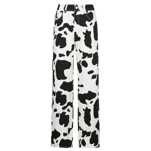 Cow pattern Stylish Y2K aesthetic pants