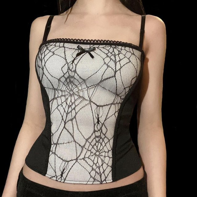 Gothic Clothing White Spider Web Lace Top