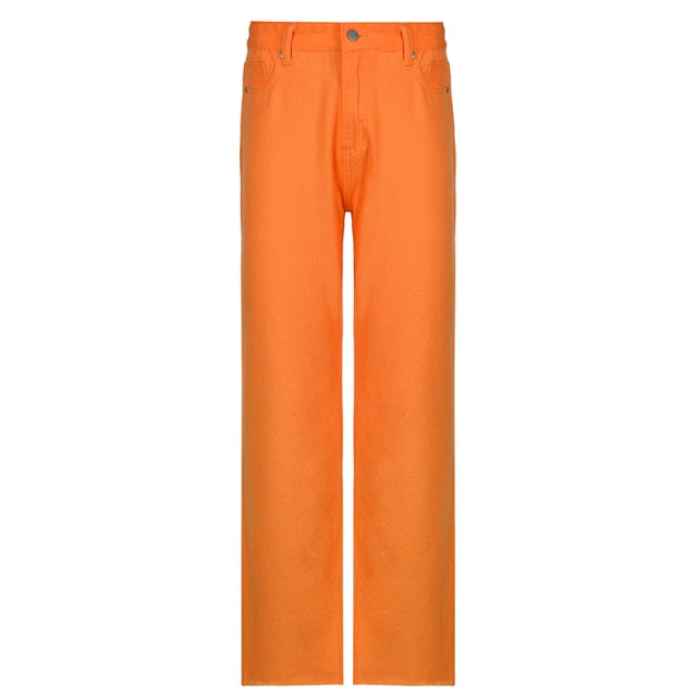 orange Stylish Y2K aesthetic pants