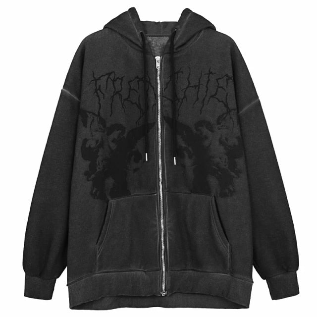 Grunge Fallen Zip-up Hoodie | Grunge Aesthetic Outfits