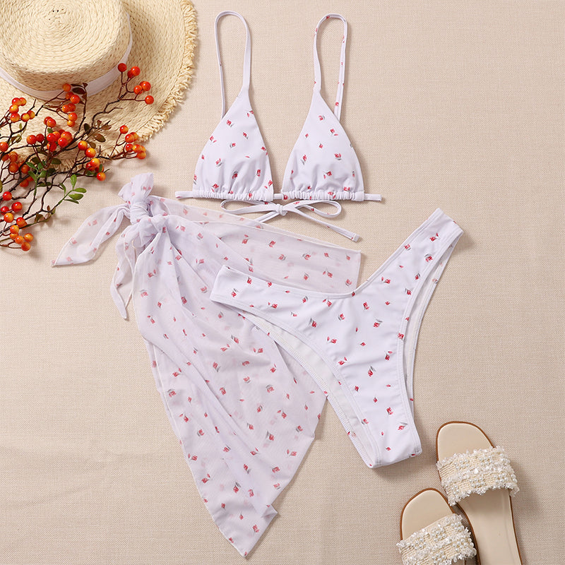 Make this summer a summer to remember with this 3 set Floral Bikini in the color white