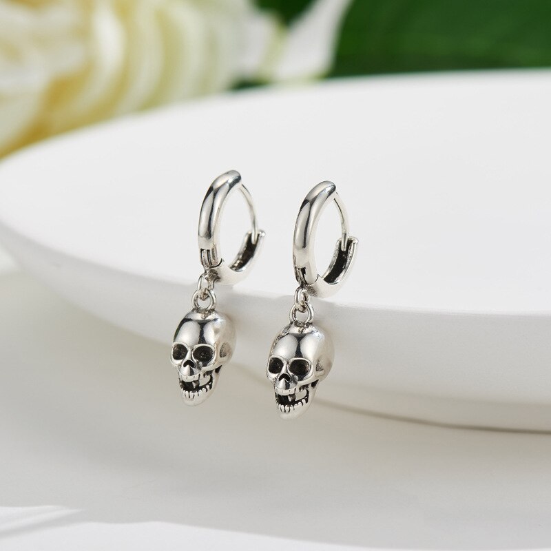 Sterling Silver Skull Earrings for your Grunge outfit