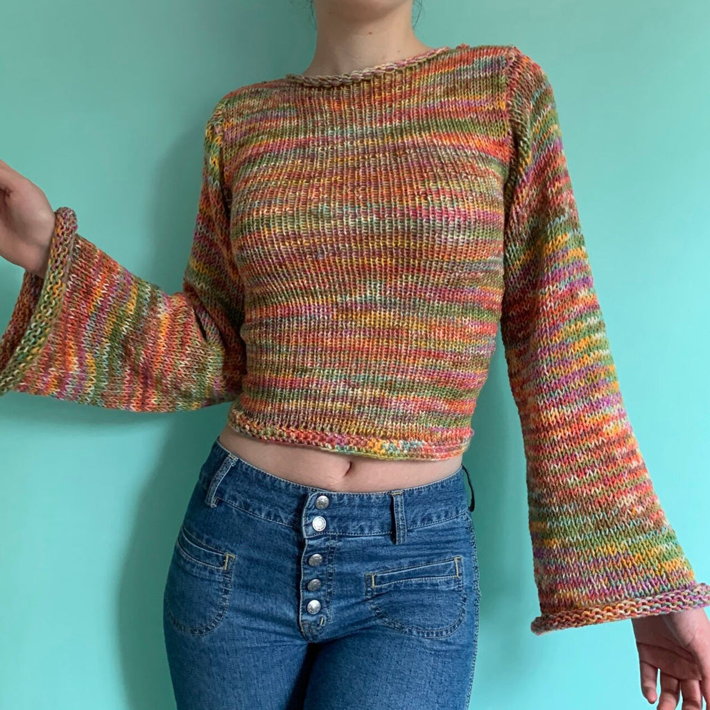 Rainbow Striped Pullover Knit Sweater