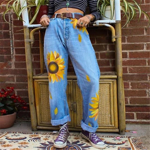 Sunflowers Mom Jeans