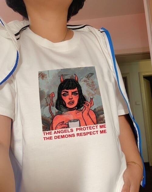 The Angels Protect Me,The Demons Respect Me T-Shirt | Aesthetics Soul
