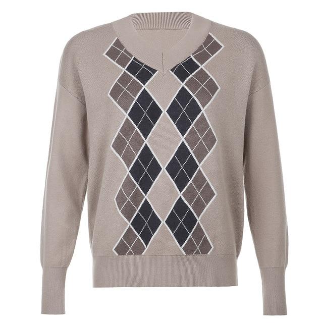 Y2K Argyle Sweater
