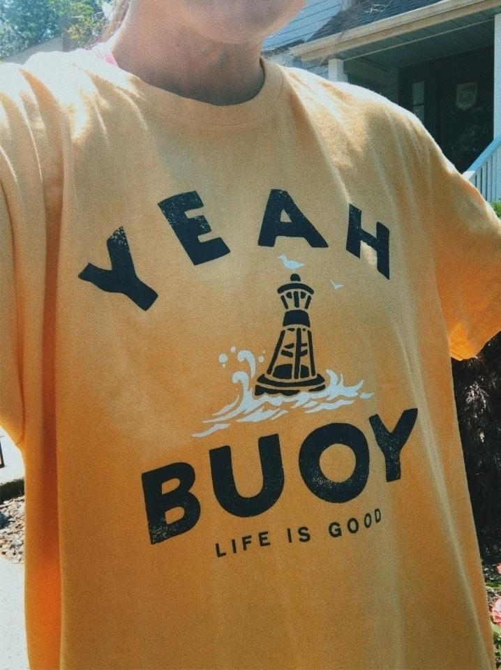 Yeah Buoy life is good print on yellow T-shirt - Aesthetics Soul