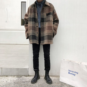 Elegant Simple Plaid Winter Jacket